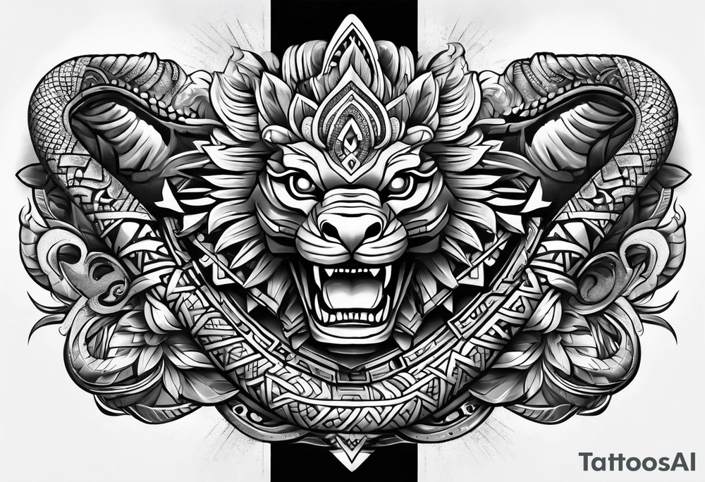 aztec snake sleeve tattoo idea