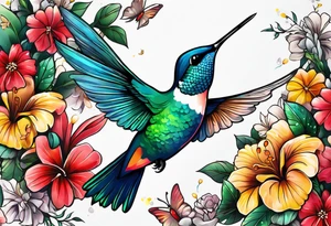 🇬🇭, 🇨🇼, flowers, hummingbirds,  butterflies tattoo idea