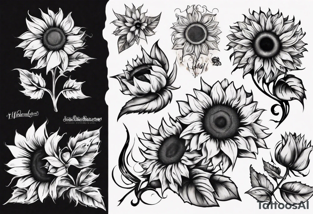 combining E and H with a sunflower tattoo idea