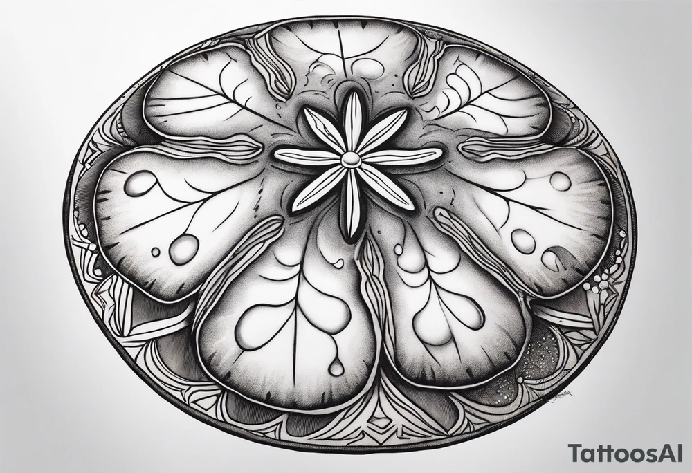 sand dollar 
fine line 
very detailed 
light gray tattoo idea