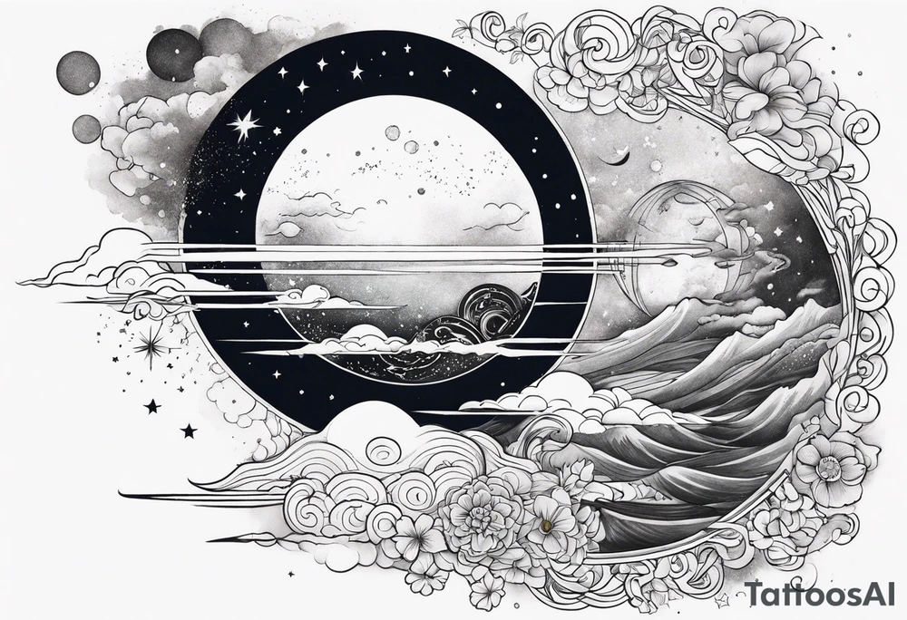 Celestial galaxy realistic tattoo idea