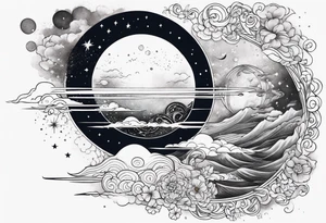Celestial galaxy realistic tattoo idea