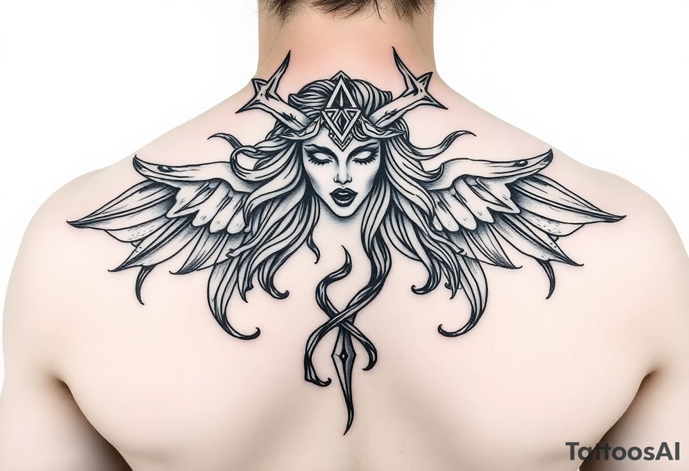 Aquarius theme mysterious screams power elegant and feminine tattoo idea