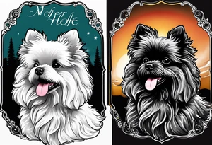 A white Bichon frise with a black pomeranian and a black doodle with the words “MFer 4 Life” tattoo idea