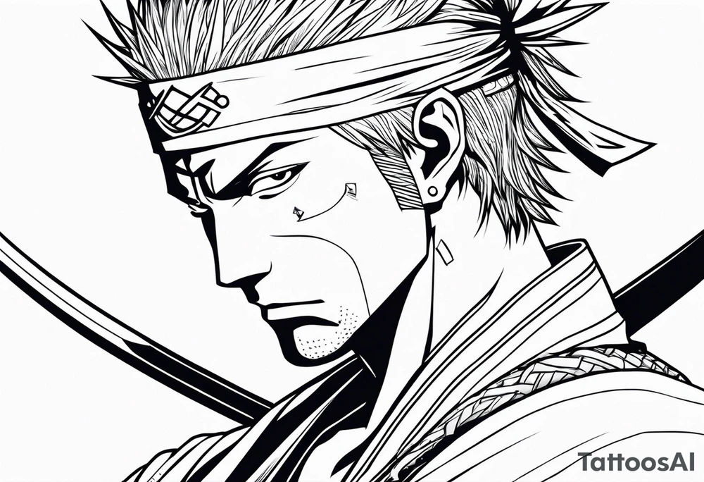 One-piece zoro with swords tattoo idea