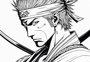 One-piece zoro with swords tattoo idea