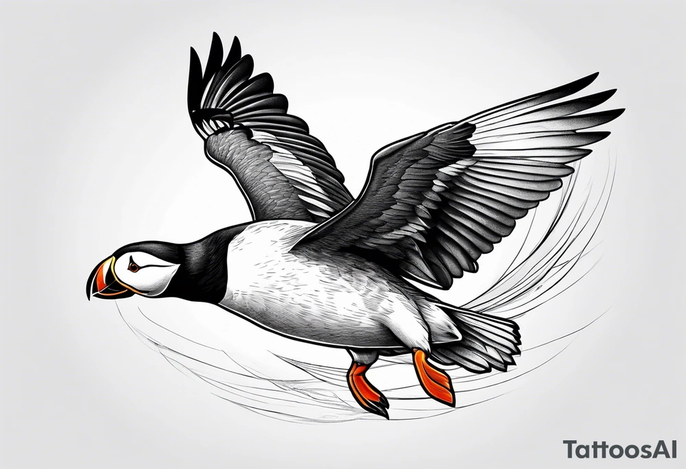 a flying puffin without background - forarm Tatto tattoo idea