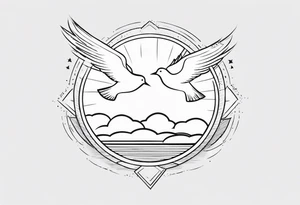 doves and sunrays across the clouds tattoo idea