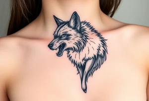 A  wolf snarling as a sheep  mystical creature tattoo idea