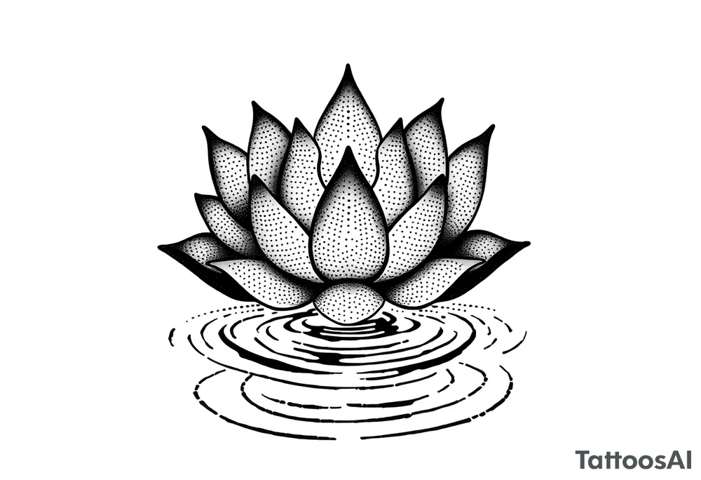 serene lotus flower emerging from sacred waters with ripples tattoo idea