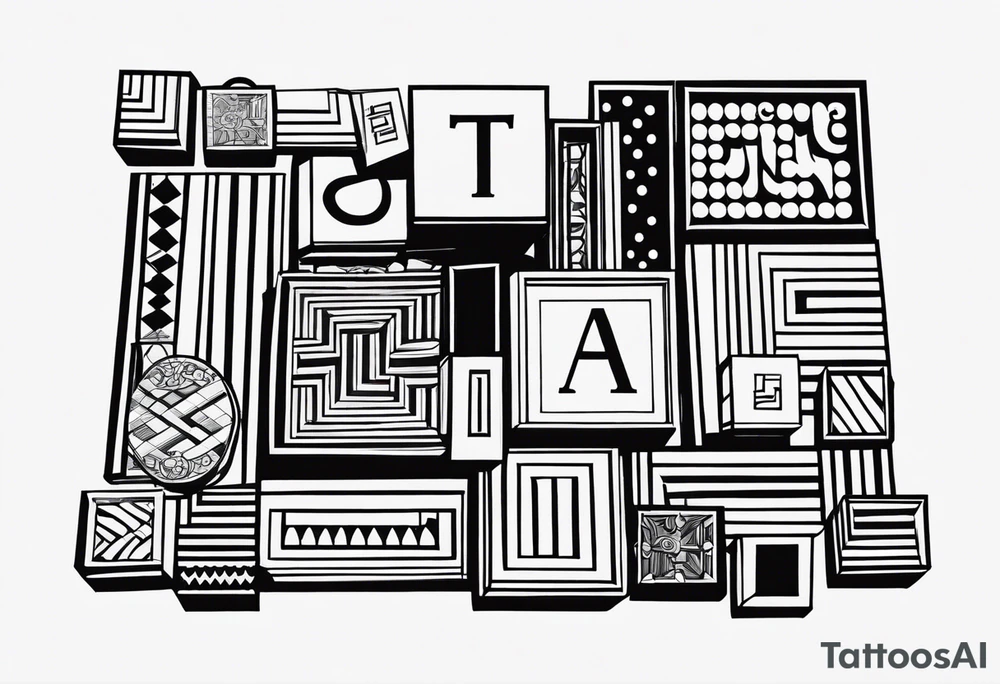 SIMPLE MINIMALIST FINE LINE scrabble tile tattoo idea