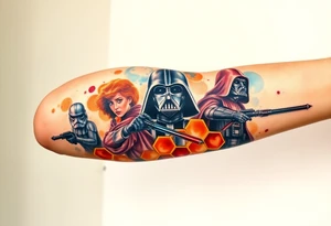 Honey combs with starwars characters tattoo idea