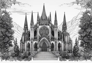 gothic cathedral with knight tattoo idea