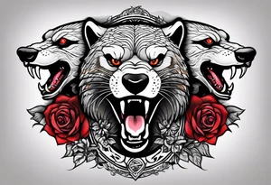 Three headed serpent and honey badger tattoo idea