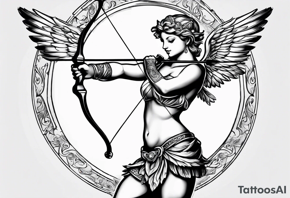 Cupid shooting an arrow tattoo idea