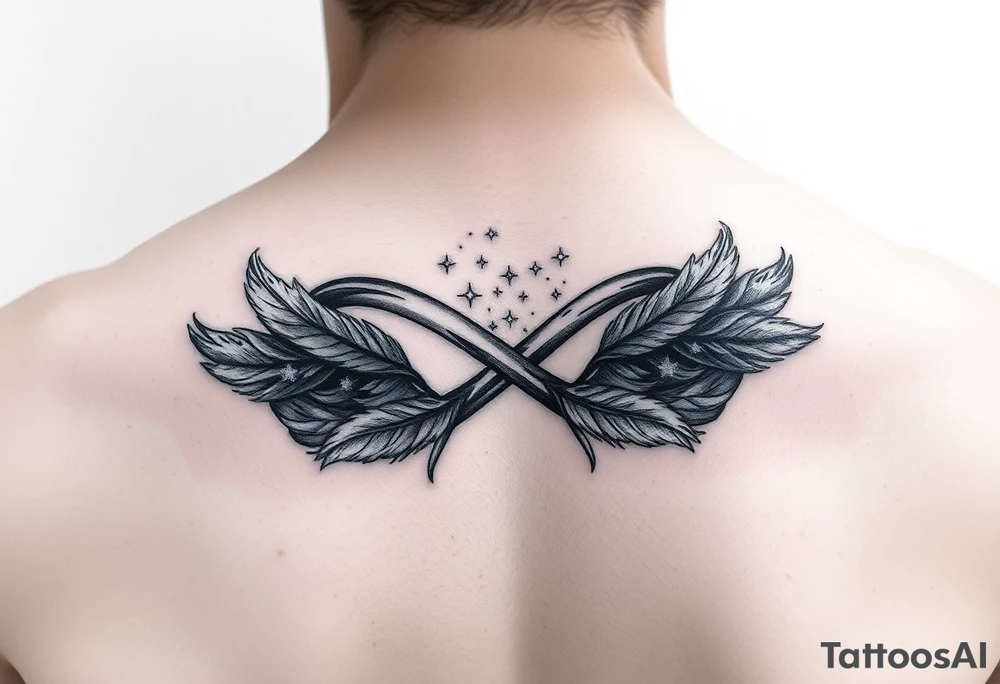 infinity symbol woven with floating feathers and stardust tattoo idea infinity symbol woven with floating feathers and stardust tattoo idea