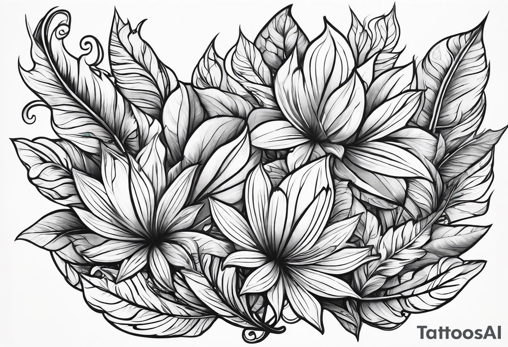 Curved leaves tattoo idea