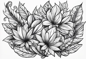 Curved leaves tattoo idea