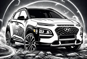 hyundai kona rally with lightning bolts tattoo idea