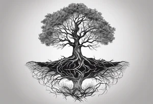 a tree with roots with the text of "Deep roots are not reached by the frost." around it tattoo idea