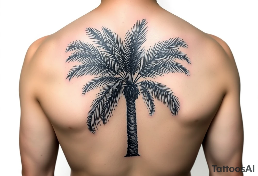 palm tree, where the palms and tree trunk are a timeline tattoo idea