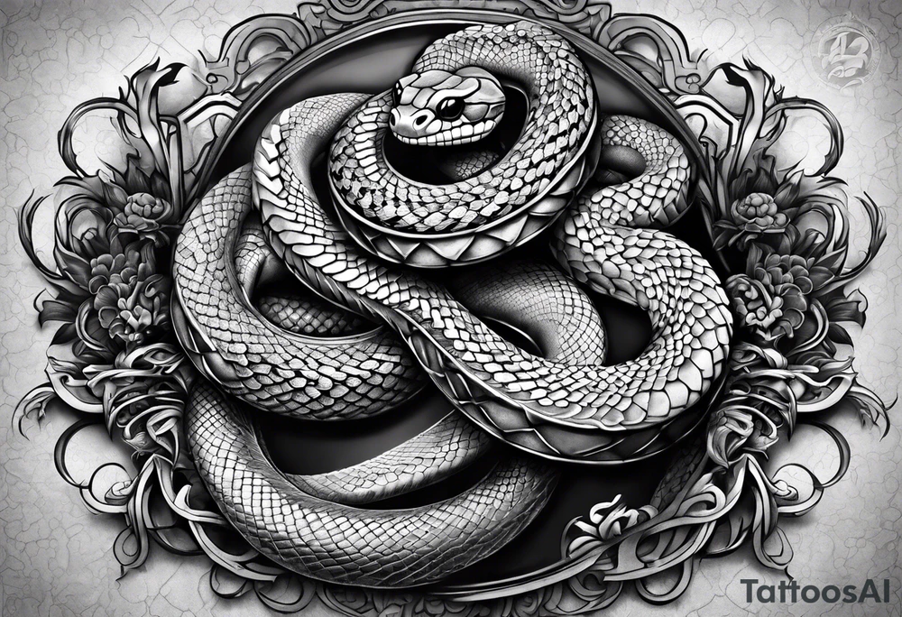 three headed snake in steampunk tattoo idea