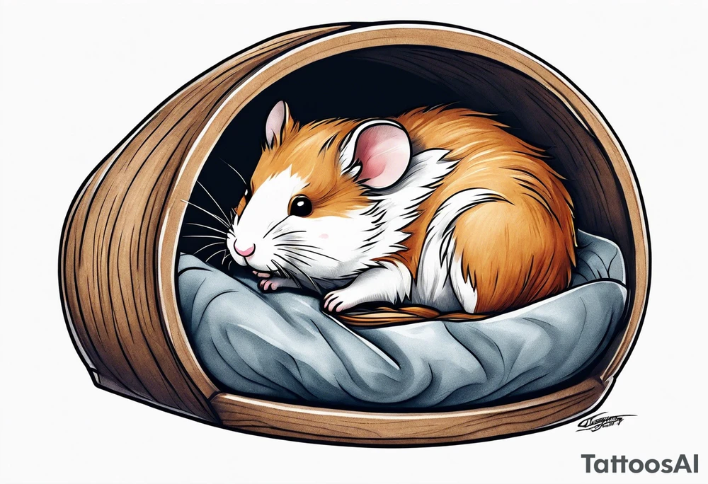 A hamster sleeping in his bed tattoo idea