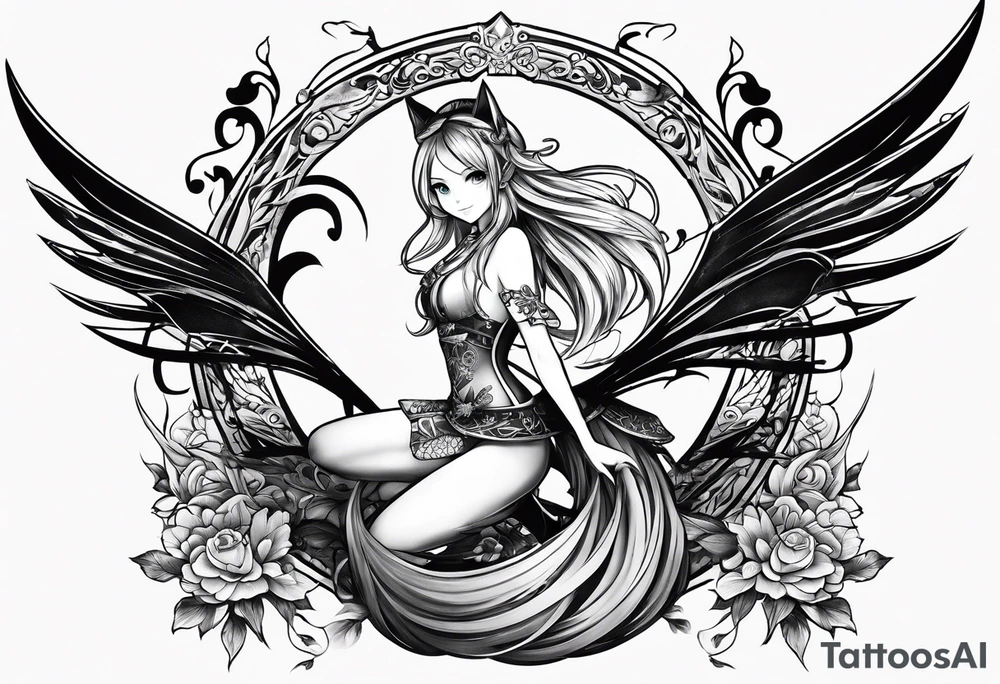 A fairy with a tail inspired by the logo of the show called Fairy Tail tattoo idea