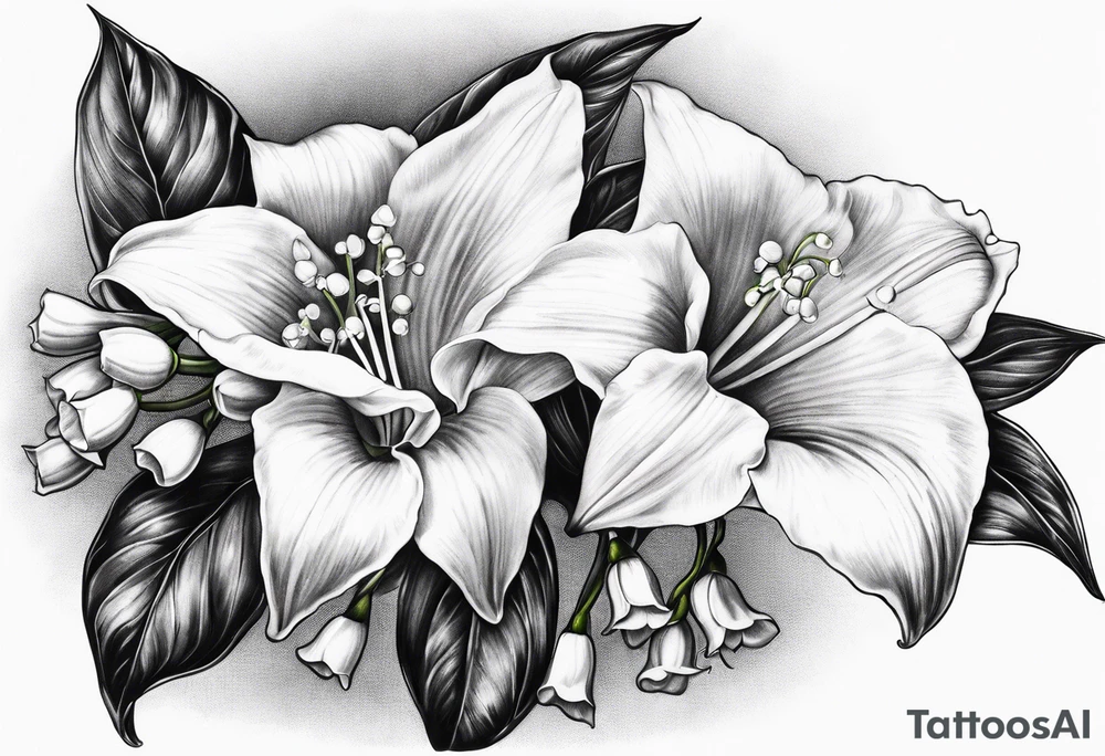 lily of the valley, angel trumpet tattoo idea