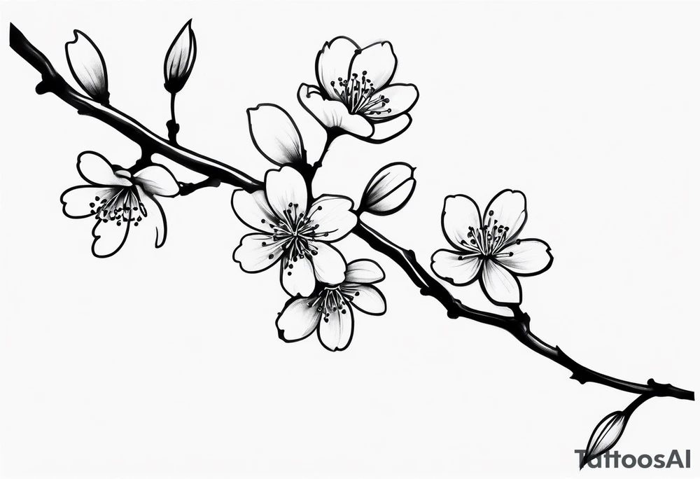 cherry blossom branch going from shoulder to wrist, wrap around bicep tattoo idea