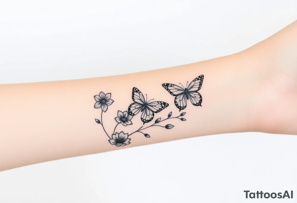 spring violet flowers and butterflies, more butterfly, and sprinkels, flower are violet il want long for arm tattoo idea