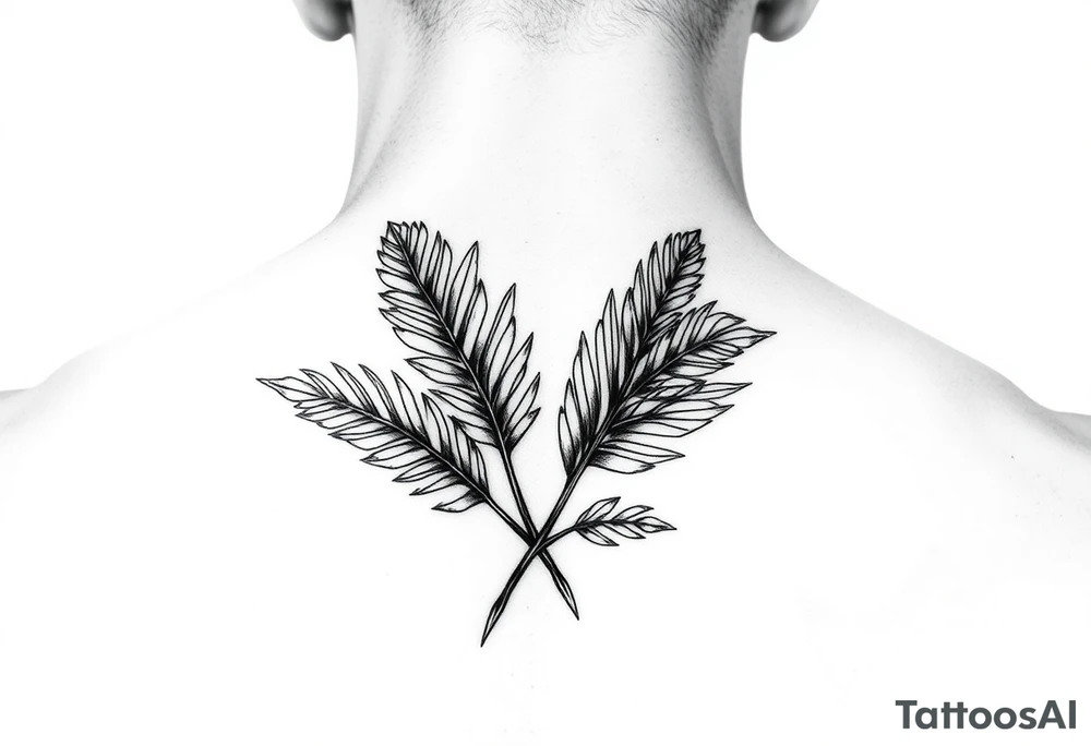 palm leaves neck tattoo tattoo idea
