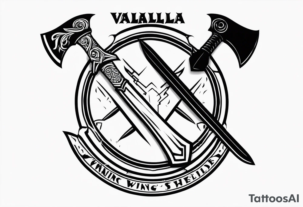 Valhalla viking shield axe sword warrior tattoo idea