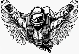 Skydiver with parachute tattoo idea
