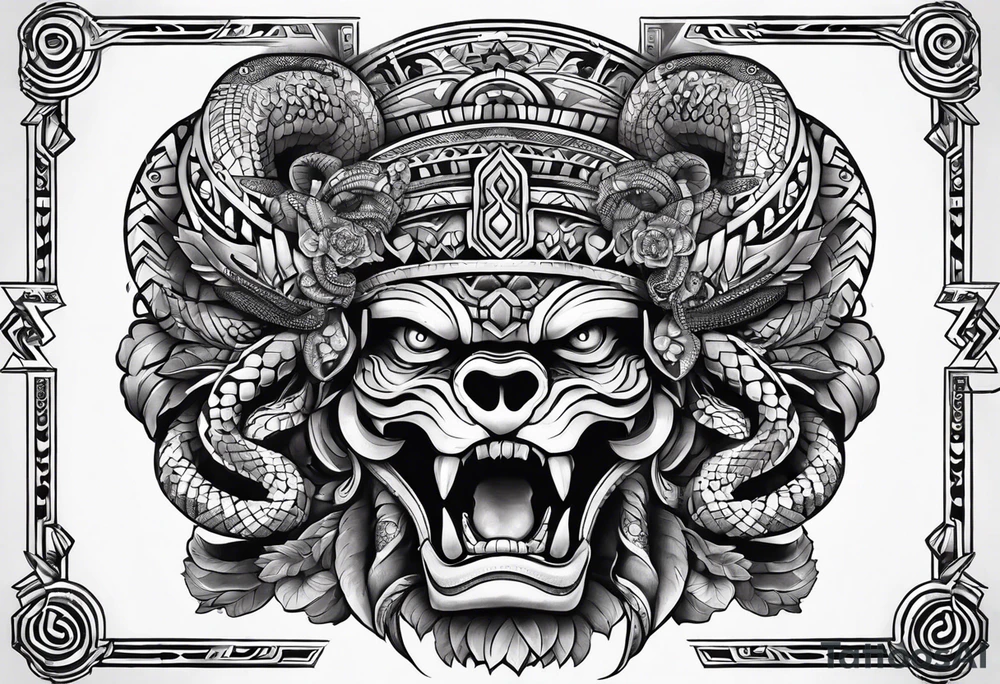 aztec snake sleeve tattoo idea