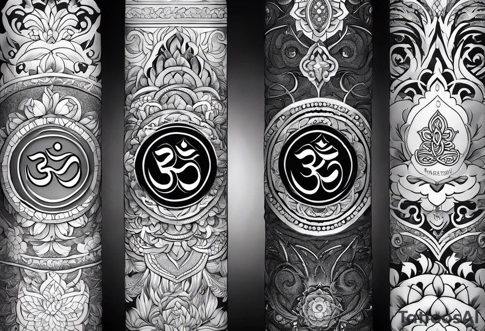 Forearm sleeve based around Sanskrit Om symbol for breathe tattoo idea Forearm sleeve based around Sanskrit Om symbol for breathe tattoo idea