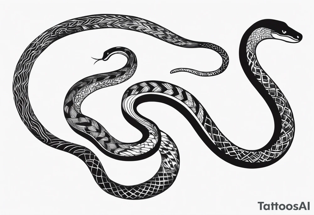 A long snake winding from top to bottom tattoo idea