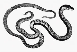 A long snake winding from top to bottom tattoo idea