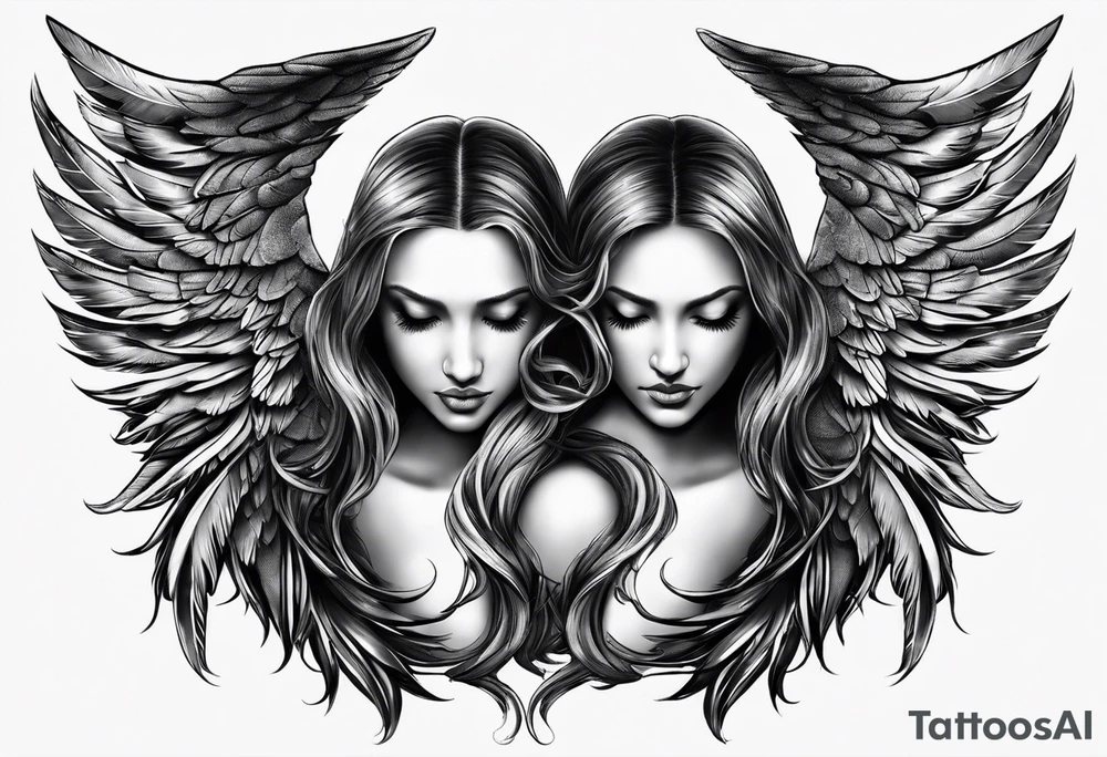 See no evil hear no evil speak no evil with angel wings wrapped around them tattoo idea