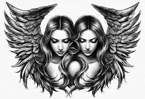 See no evil hear no evil speak no evil with angel wings wrapped around them tattoo idea