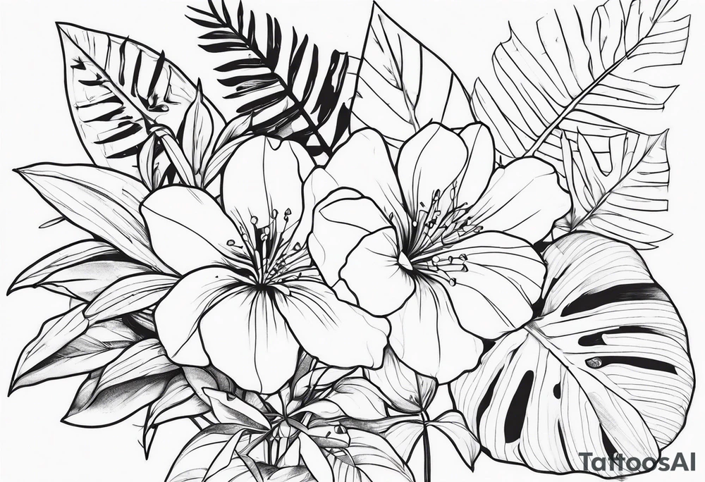 Jungle flowers tattoo idea