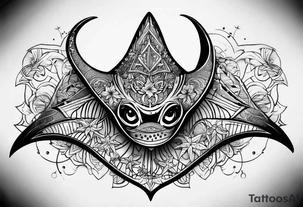 A manta ray with a star fish as a Polynesian tattoo. A smaller tattoo for female forearm or wrist. tattoo idea
