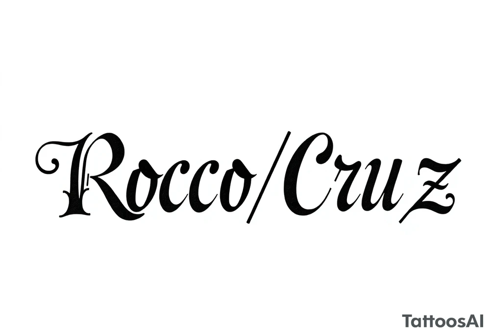 Rocco/Cruz asymmetrical Ambigram in calligraphy tattoo idea