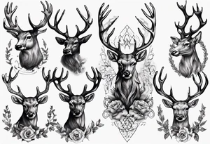 Majestic stag with exagerrated antlers tattoo idea