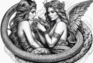 angels killing a snake tattoo idea