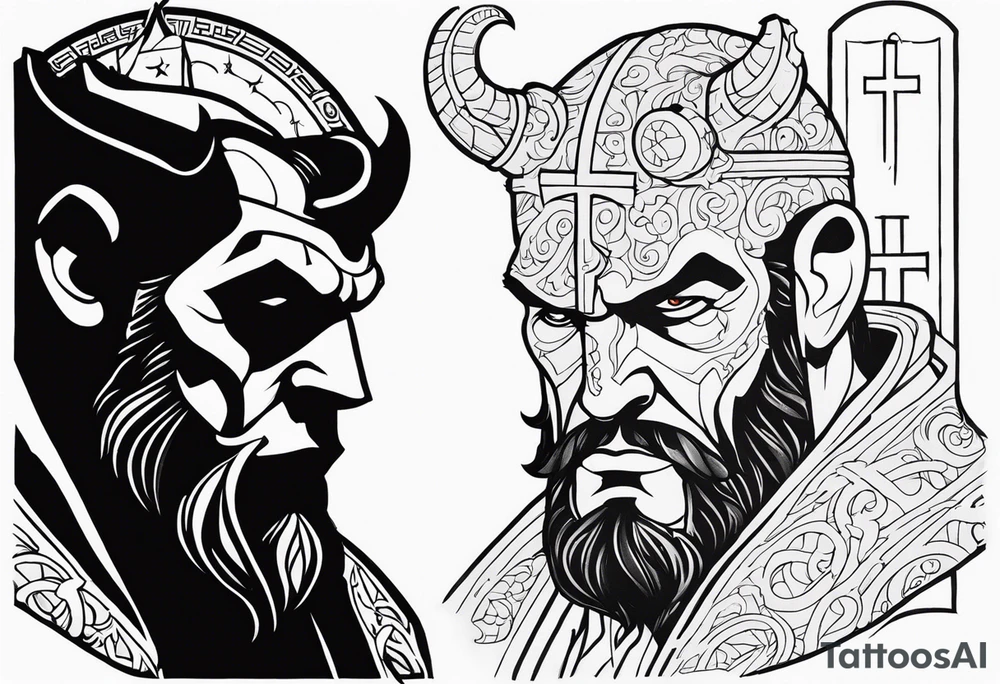 hellboy with church tattoo idea