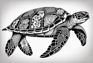 sea turtle Hawaii paisley tattoo idea