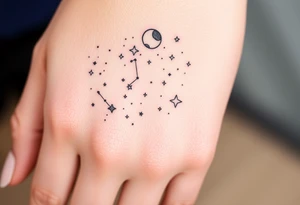 Night sky with constellation, stars  & moon tattoo idea