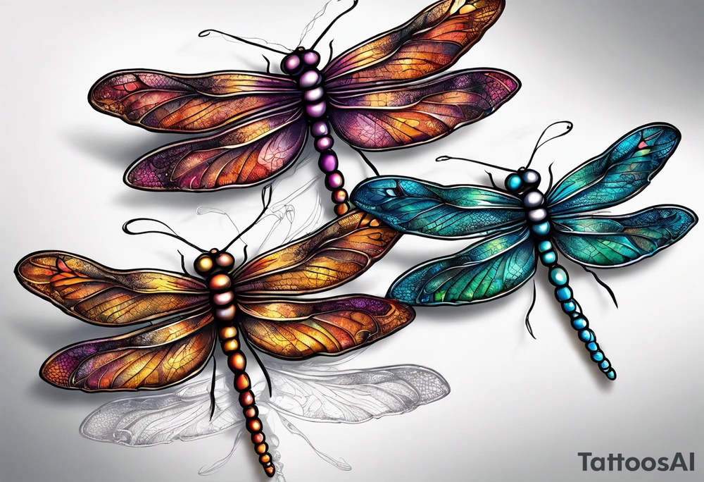 4 dragonflies flying together tattoo idea