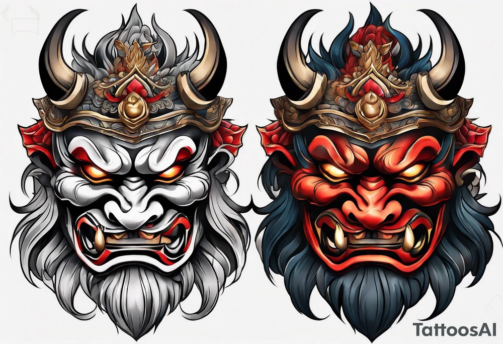 Oni mask tattoo idea